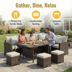 Wisteria Lane Patio Furniture Set, 7 Piece Outdoor Dining Sectional Sofa - Image 2