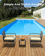 3 Pieces Porch Furniture Set Patio Rocking Bistro Set Outdoor Patio Chairs - Image 8