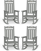 Oversized Outdoor Rocking Chair Set of 4, High Back Porch Rocker Chair by Suunyn