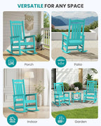 SERWALL HDPE Outdoor Rocking Chair Set of 2, Patio Rocking Chairs, All-Weather - Image 9