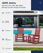 KINGYES Oversized Outdoor Rocking Chair, All-Weather Patio Rocking Chairs - Image 6