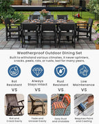 9-Piece Outdoor Dining Set, HDPE Weatherproof Patio Table and Chairs Set - Image 3