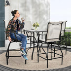LEVELEVE Patio Bar Set 5pcs Swivel Bar Stools Outdoor Bistro Textilene - Image 8
