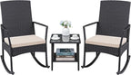Greesum 3 Pieces Patio Furniture Set Outdoor Wicker Rocking Chairs by BuynowfromGreesum