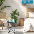 Outdoor Side Table Round Small Mosaic Patio Accent Indoor End Plant Coffee Tea - Image 2