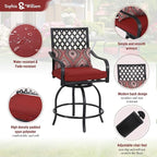 Sophia & William Patio Bar Set, 3 Pieces Outdoor Bistro Set - Image 2