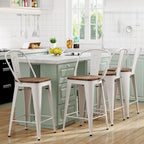 Yongqiang 26 inch Metal Bar Stools Set of 4 Farmhouse Kitchen Island Counter - Image 2