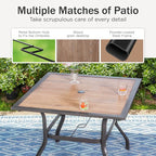 PHI VILLA 5 Piece Outdoor Dining Set, PVC Wooden-Like Square Table - Image 2