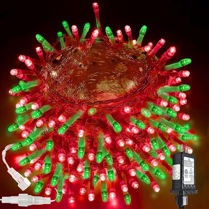 Upgraded Connectable 200 LED Christmas String Lights Outdoor Indoor, 66FT Red by SANJICHA