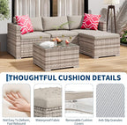 GAOMON 5-Piece All-Weather Patio Furniture Set, Convertible Outdoor Sectional - Image 4