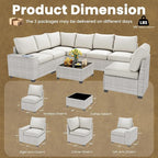8 Piece Outdoor Patio Furniture Set, Outdoor Sectional Furniture, Rattan & - Image 7