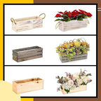 Wooden Planter Box, Rose Wood, Plastic Liner l Garden Decor l Restaurant and - Image 7