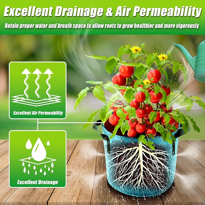 15 Gallon Grow Bags, 7 Pack Colorful Fabric Plant Pots - Image 5
