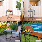 Metal Round Side Table, Weather Resistant Patio Accent Table - Image 7