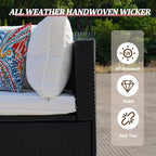 7 Piece Outdoor Patio Furniture Sets, Outdoor Wicker Conversatin Set w Glass - Image 3