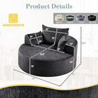 Oversized Round Chaise Longue Chair Indoor, Modern 55-inch Upholstered Chenille - Image 2