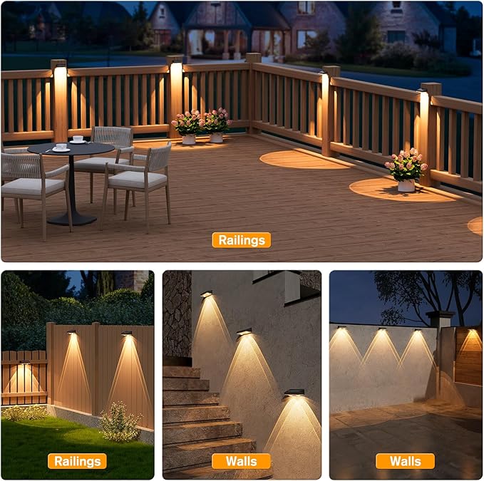 NIORSUN Solar Fence Lights, 16 Pack Deck Light, Led Lights Warm White Outdoor - Image 7