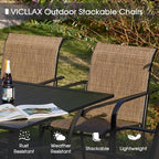 VICLLAX Patio Dining Set for 6, All Weather Metal Outdoor Furniture Set- 47" - Image 3