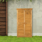 Outvita Outdoor Storage Cabinet, 63in Wooden Garden Tools Shed - Image 7