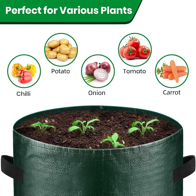 10 Gallon 3-Pack Potato Grow Bags, Heavy Duty PE Fabric Pots - Image 2