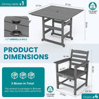 Outdoor HDPE Dining Table Set, 5-Piece All-Weather HDPE Outdoor Table and Chairs - Image 6