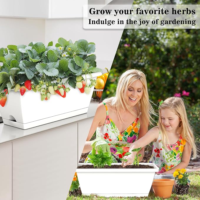 8pcs Rectangle Window Boxes Planters, 17 Inches Long Window Sill Planter Box - Image 2