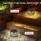 Solar Lanterns Waterproof Outdoor Decor: 2 Pack Hollow Out Retro Metal Solar - Image 4