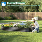 Quictent Galvanized Raised Garden Bed Kit, Strengthened by Crossbar, Dark Gray - Image 2