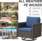 Belord Wicker Chairs Outdoor Bistro Set Oversize Patio Swivel Rocker, Rattan - Image 7