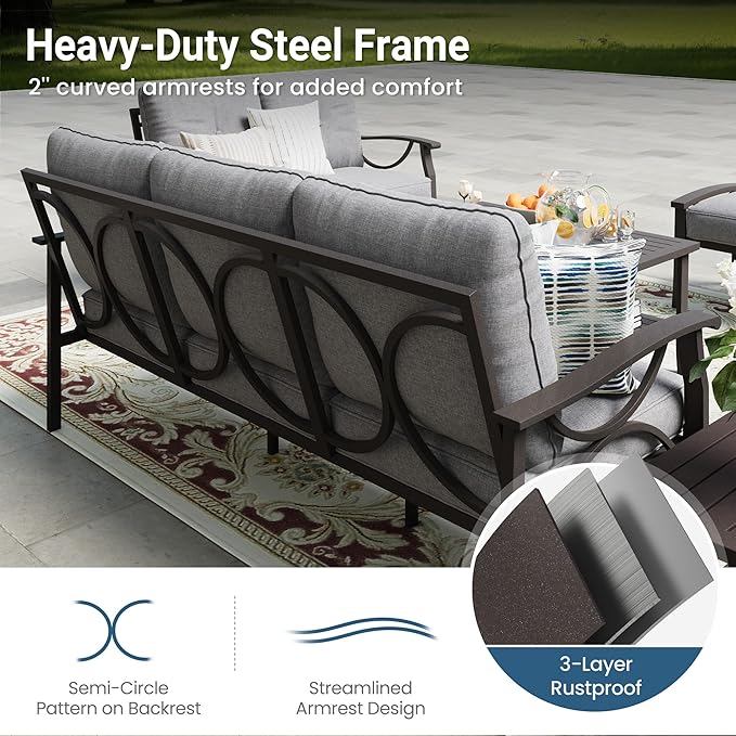 RoyalCraft 2-Pieces Outdoor Patio Furniture Set, Outdoor Metal Sectional - Image 5