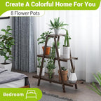 BMOSU Plant Stand Bamboo for Indoor Outdoor Tiered Plant Shelf 8 Potted Flower - Image 4