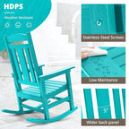 LUE BONA Outdoor Rocking Chairs Set of 4, HDPS Porch Rocker - Image 4