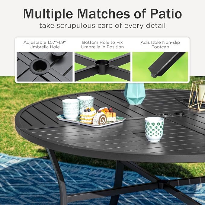 PHI VILLA 6-Piece Outdoor Dining Sets, All-Weather Patio Table and Chairs Set - Image 8
