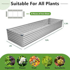 12x2x1.5FT Galvanized Raised Garden Bed, Vegetable Boxes-Rectangle Metal Flower - Image 2