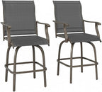 Outsunny Set of 2 Outdoor Swivel Bar Stools by Outsunny