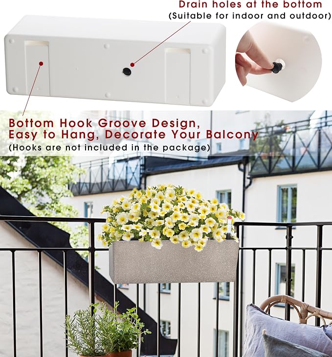 GardenBasix Elongated Self Watering Planter Pots 2-Pack Window Box 5.5 x 16 - Image 5