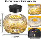 Solar Lanterns Outdoor Waterproof: 2 Pack White Gold Hollow Out Metal Solar - Image 2