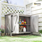 Outsunny Wood Garden Shed, Compact Outdoor Storage Cabinet Potting Shed - Image 2