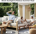 RYB HOME Outdoor Curtains for Patio Waterproof Block Sunlight Thermal Insulated - Image 2