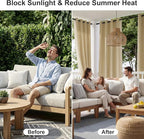 RYB HOME Outdoor Curtains for Patio Waterproof Block Sunlight Thermal Insulated - Image 2