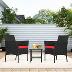 FDW | 3-Piece Patio Furniture Set | Black & Red | Outdoor Wicker Furniture - Image 7