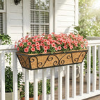 Y&M 24 Inch Window Deck with Coco Liner, Fence Metal Hanging Flower Planter - Image 9