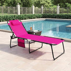 GYMAX Lounge Chairs for Outside, Extra High Folding Beach Tanning Lounger - Image 2