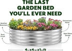 Round Galvanized Raised Garden Bed // 4×4×1 ft Galvanized Raised Garden Beds - Image 4