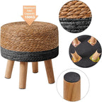 YMYNY Foot Stool Natural Seagrass Hand Weave, 12.6" Small Ottoman, Round - Image 7