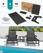 SERWALL Patio Chaise Lounge Chair Set of 4, 5 Positions Adjustable Poly Outdoor - Image 5