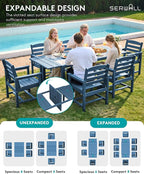SERWALL 9-Piece Outdoor Dining Set, All Weather HDPE Outdoor Furniture Set - Image 4
