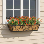 Y&M 24 Inch Window Deck with Coco Liner, Fence Metal Hanging Flower Planter - Image 6