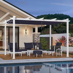 PURPLE LEAF 10' x 13' Patio Retractable Pergola Outdoor White Heavy-Duty by Unknown