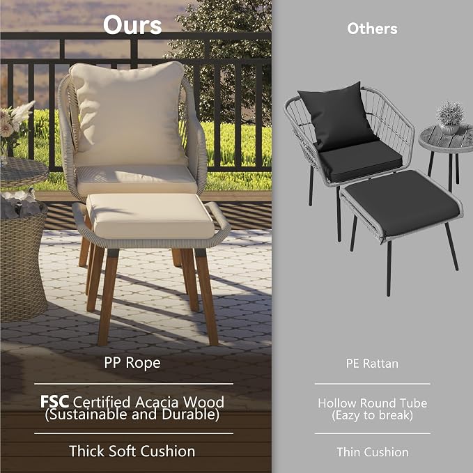 Merax 5 Pieces Patio Furniture Chair Sets, Patio Conversation Set - Image 5